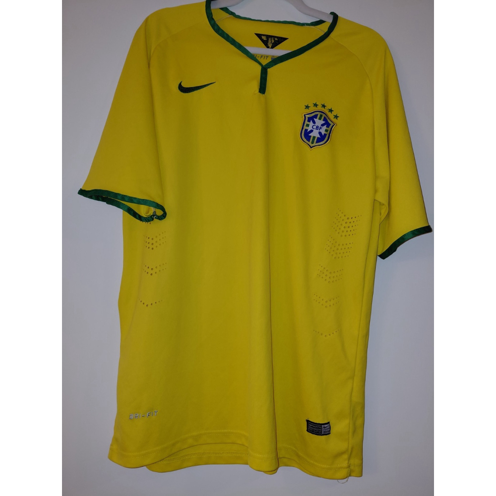 Brazil National Football Soccer Sport Nike Dri-Fit Jersey Men XL Yellow Pullover